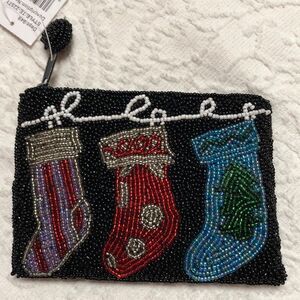 New! Christmas Beaded Coin Purse Stockings Design